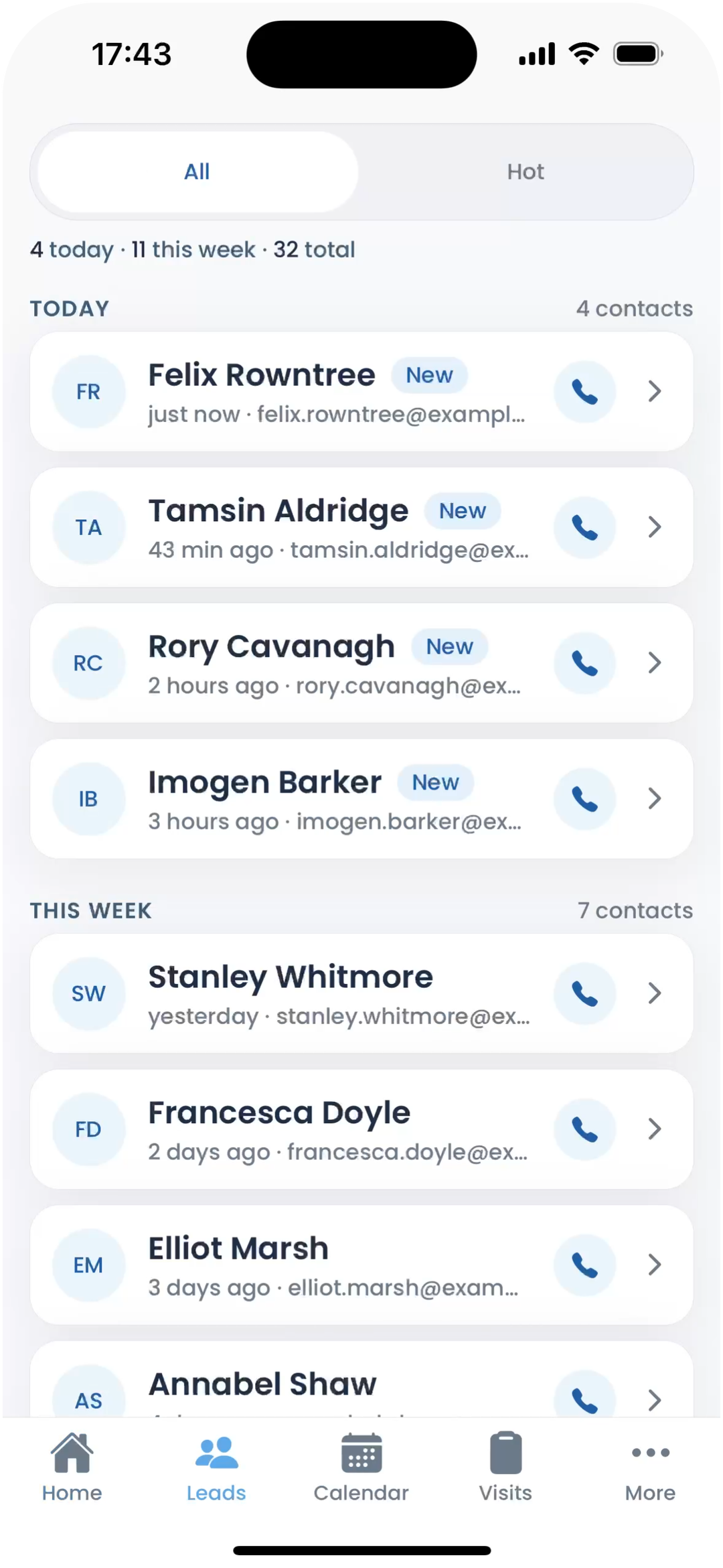 The Get Solar Clients app on iPhone, your leads with one tap to call