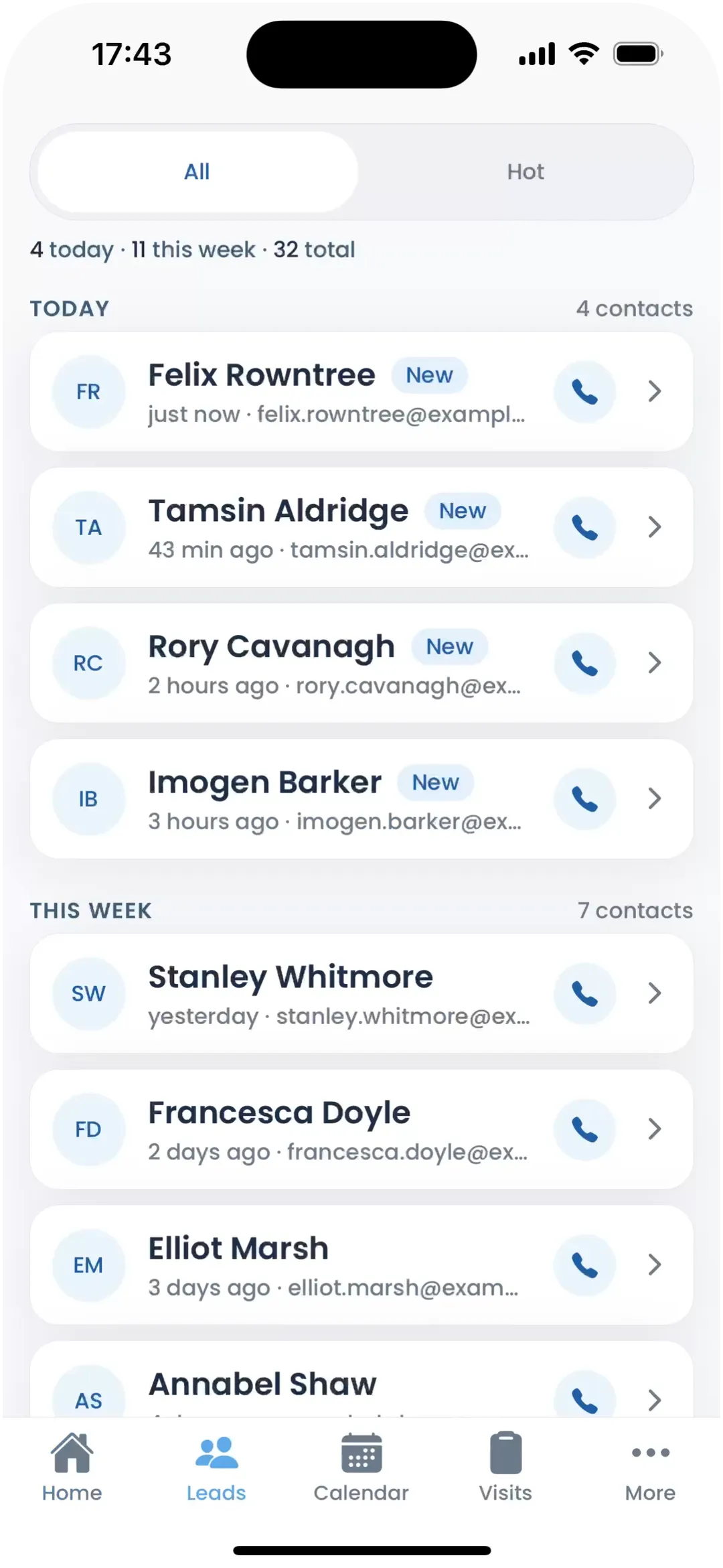 The Get Solar Clients app on iPhone, your leads with one tap to call