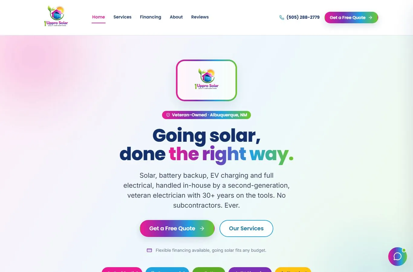 1Up Pro Solar and Electric website