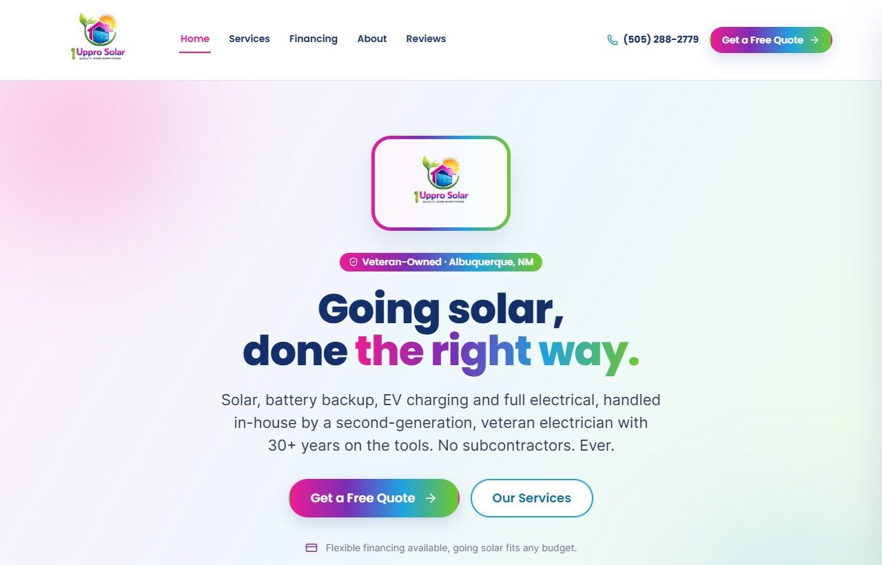 1Up Pro Solar and Electric website