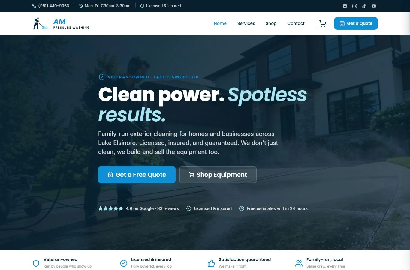 AM Pressure Washing website