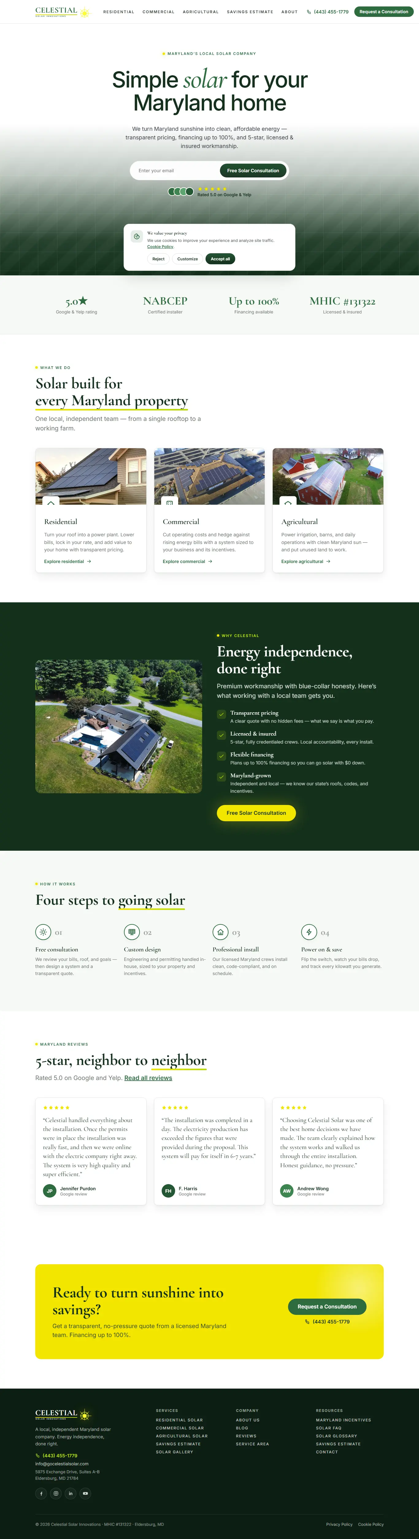 Celestial Solar Innovations website