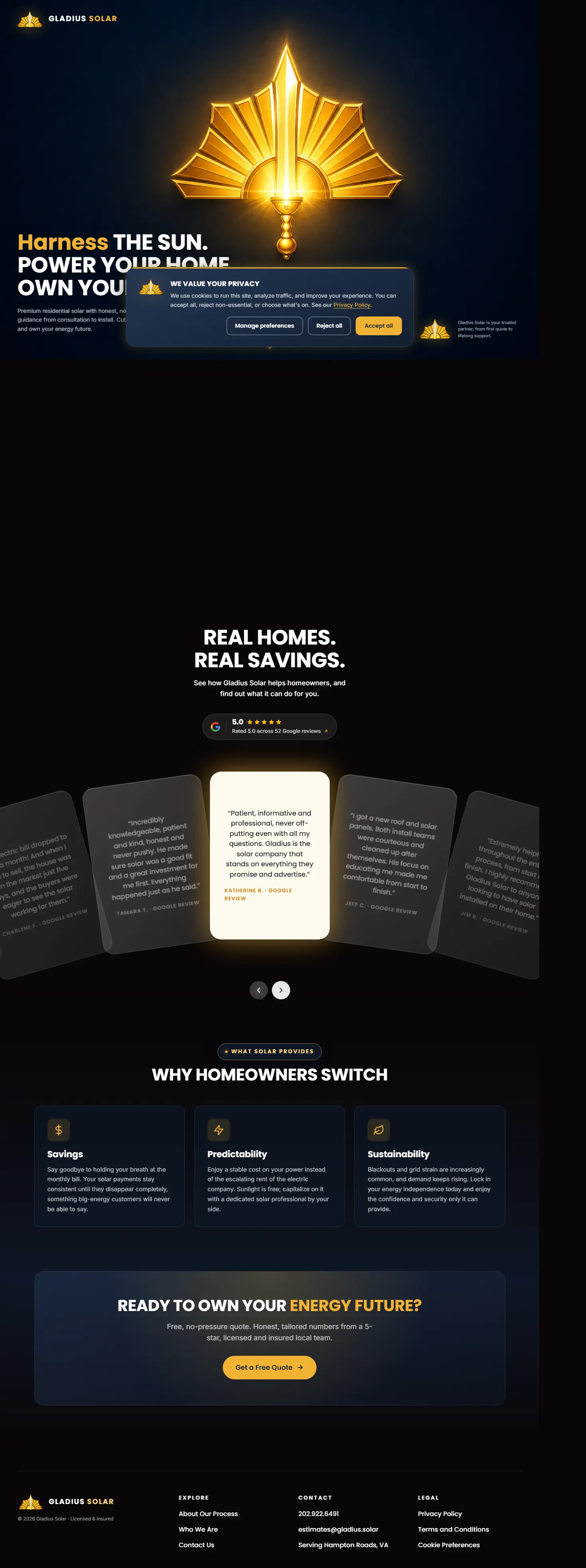 Gladius Solar website