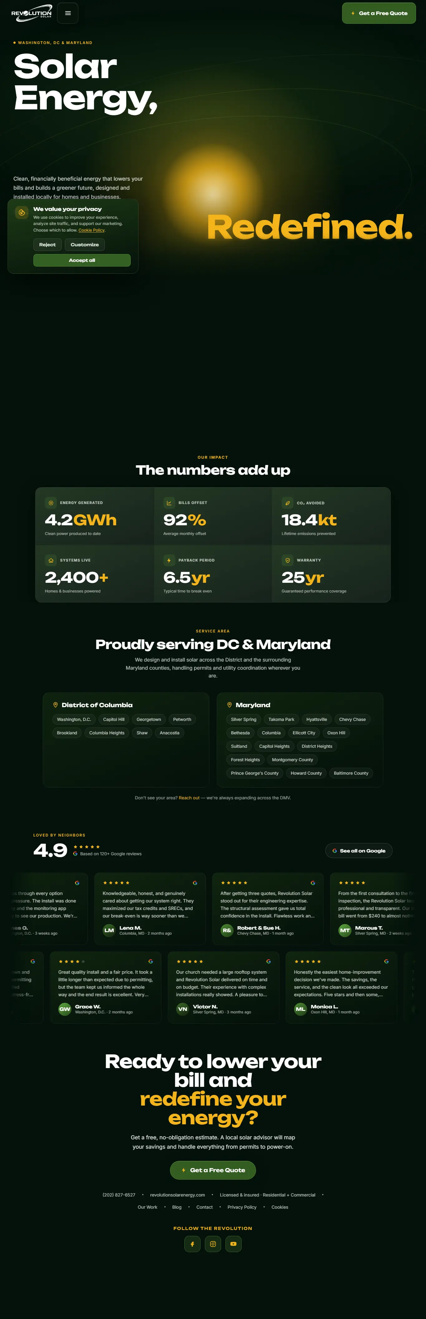Revolution Solar website